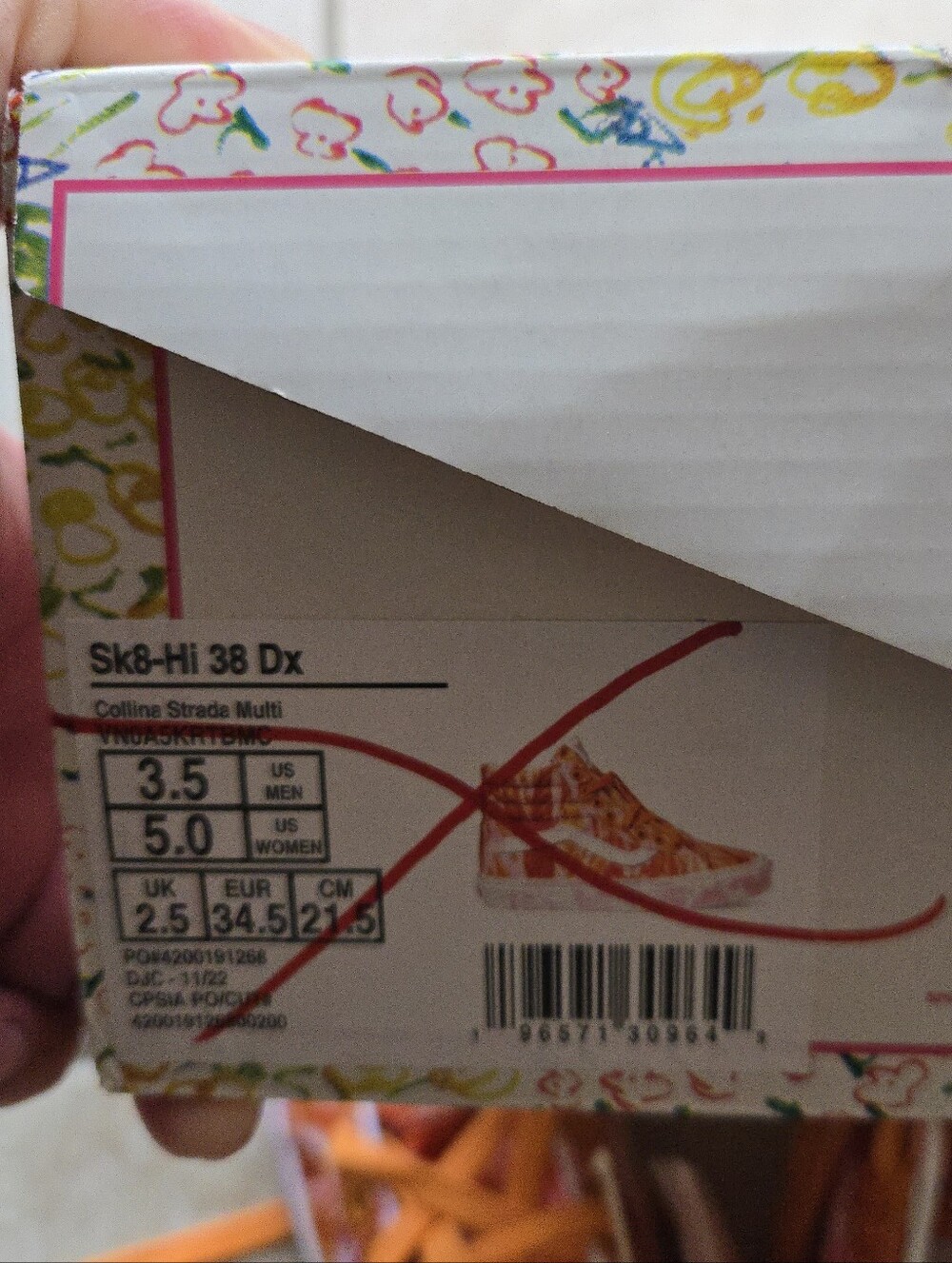 Vans Sk8 Hi Dx Women Size 5 Collina Strada Swirl Multicolor Canvas 062026 - Picture 7 of 7